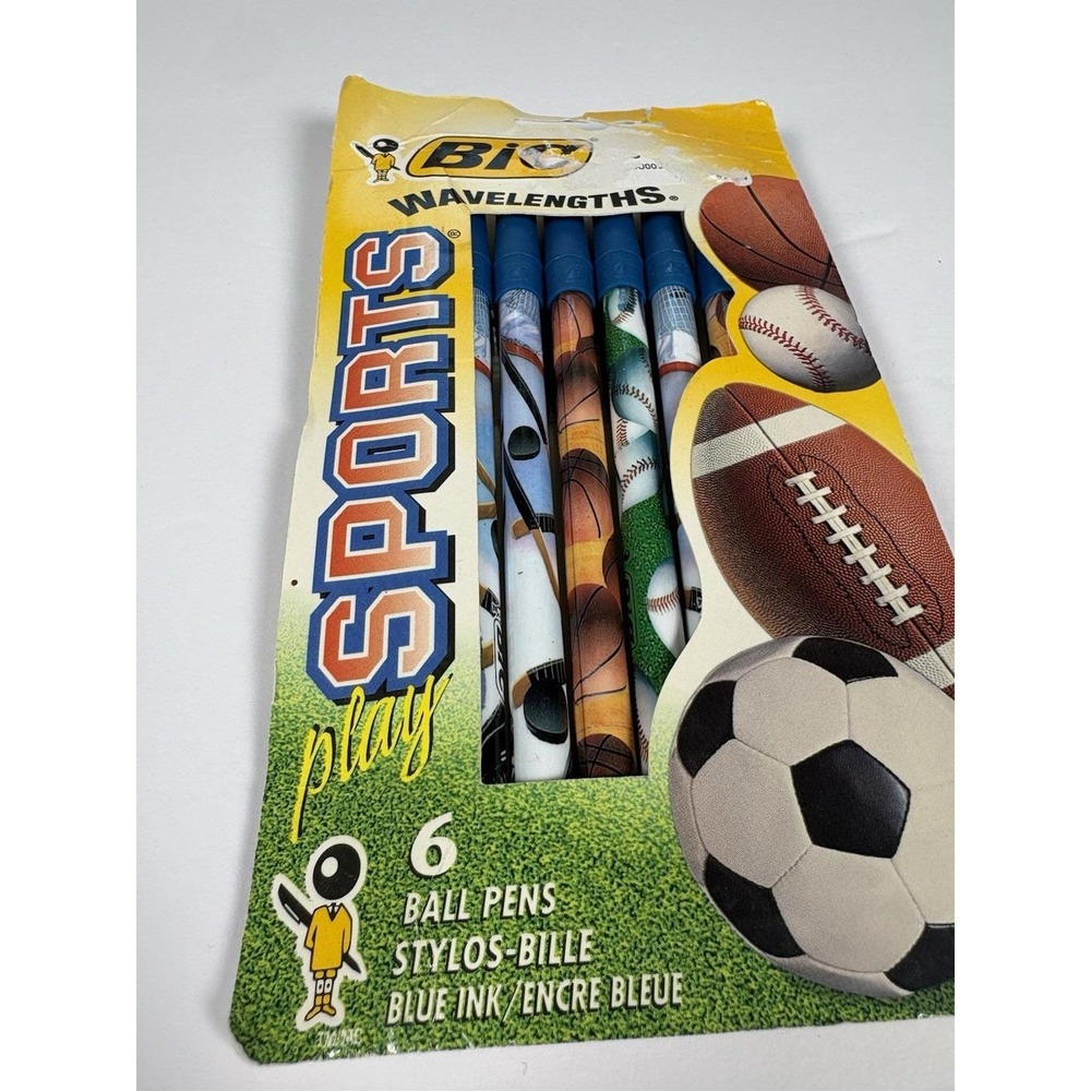 Vintage BIC Wavelengths Play Sports Pens 6pk Blue Ink 90s Sealed Read